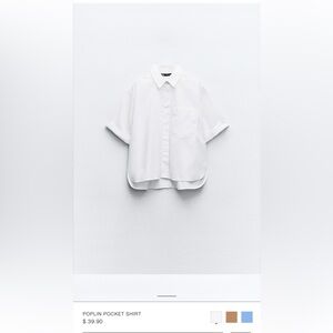 Zara White Poplin Pocket Shirt   2837/200   Size Large         New with Tags
